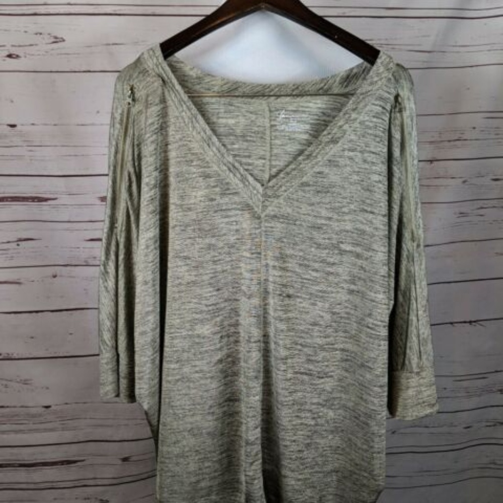Lane Bryant Silky Gold Zipper Top